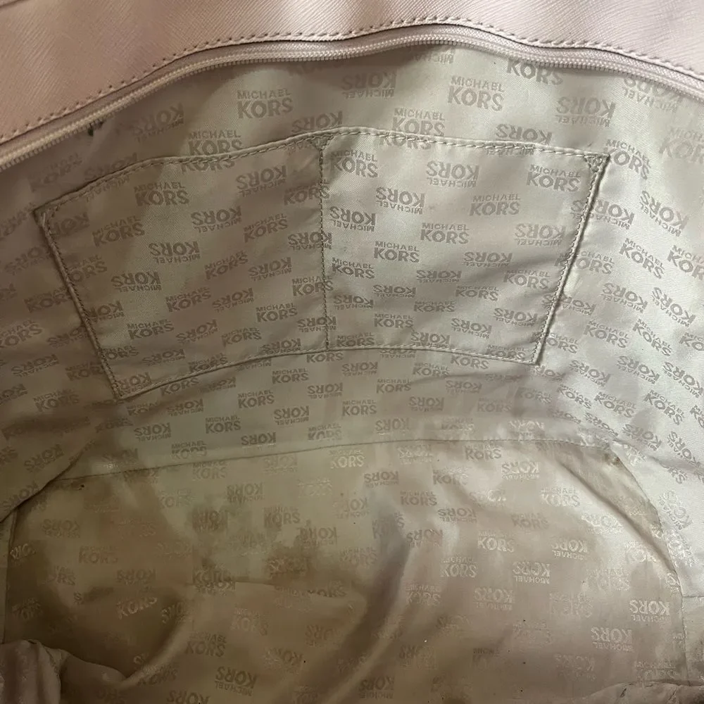 Michael Kors  Carry all tote leather Blossom Pink perforated gold tone laid over
